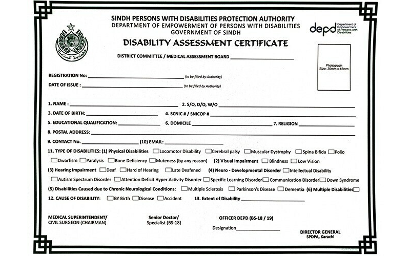 Disability Certificate