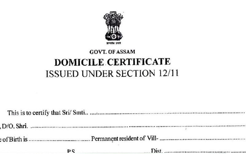 Domicile Certificate